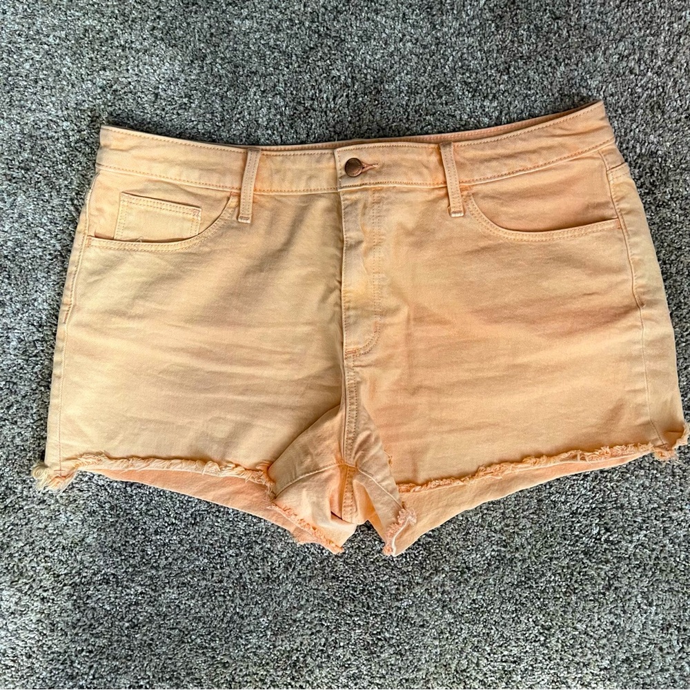 Neon orange jean shorts